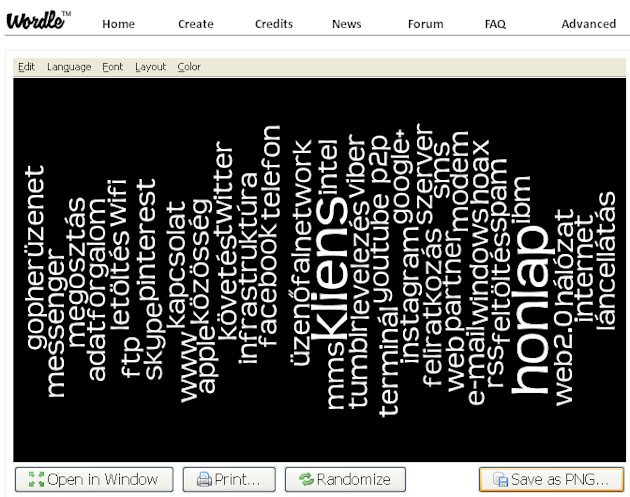 3. ábra - Cimkefelhő készítése online: Wordle 3. ábra - Cimkefelhő készítése online: Wordle