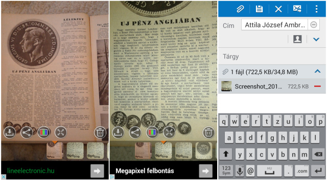 Telefonnal lefotózzuk az adott újságoldalt, majd készítünk egy közeli fotót a szövegről. Ezután e-mail-ben elküldjük magunknak.