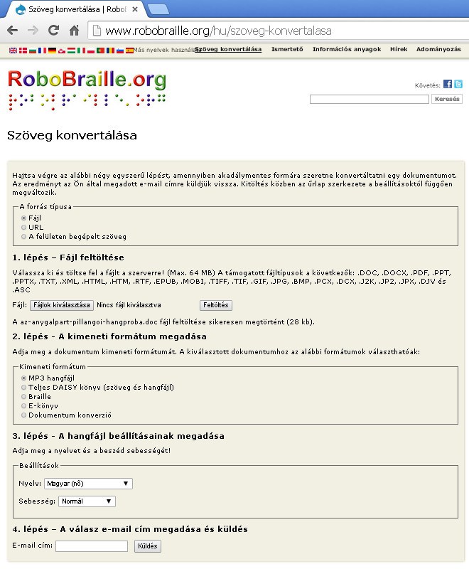 Napi trükk - RoboBraille: készíts ingyenesen szövegből hangot!