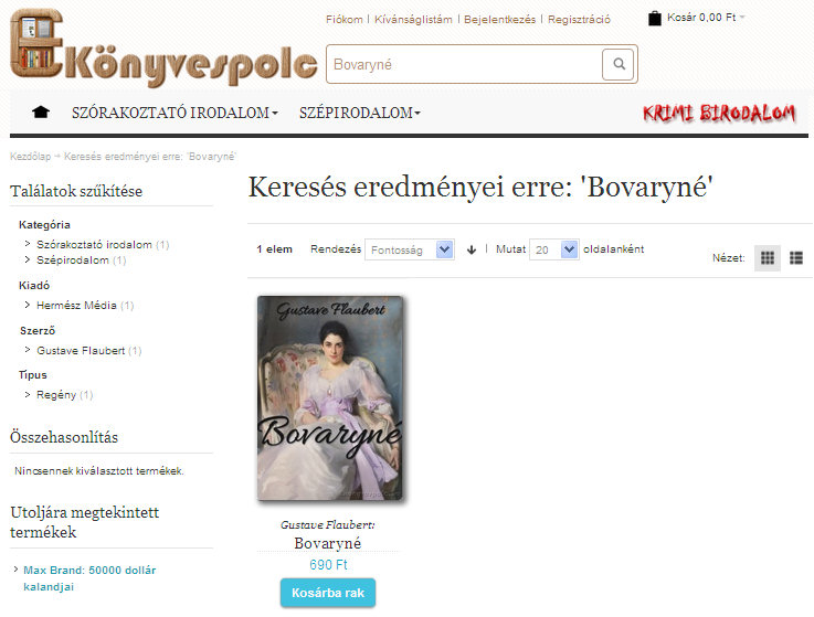 6. ábra - E-könyvespolc: Gustave Flaubert: Bovaryné 6. ábra - E-könyvespolc: Gustave Flaubert: Bovaryné