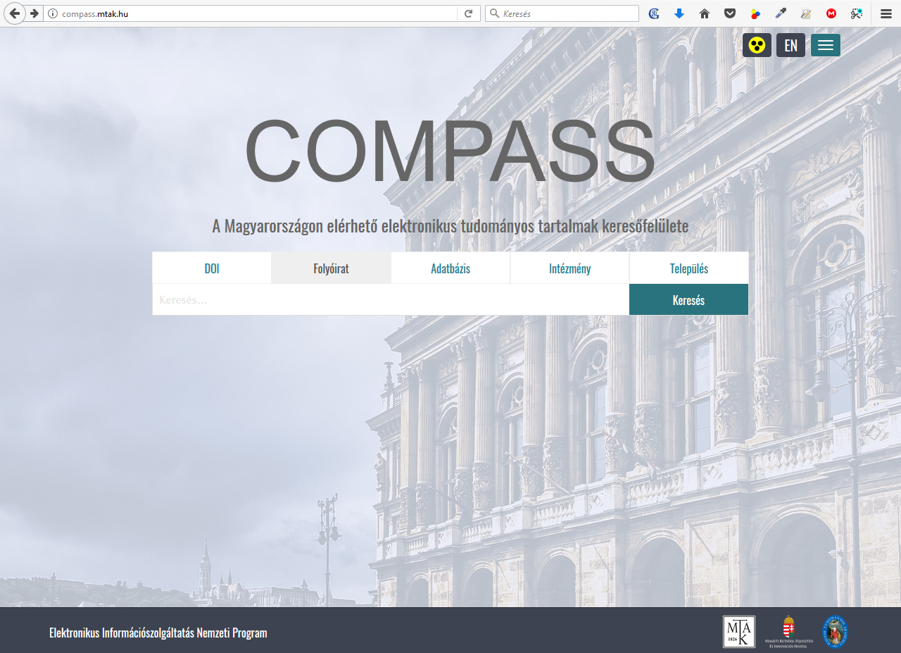 A Compass keresőfelülete A Compass keresőfelülete
